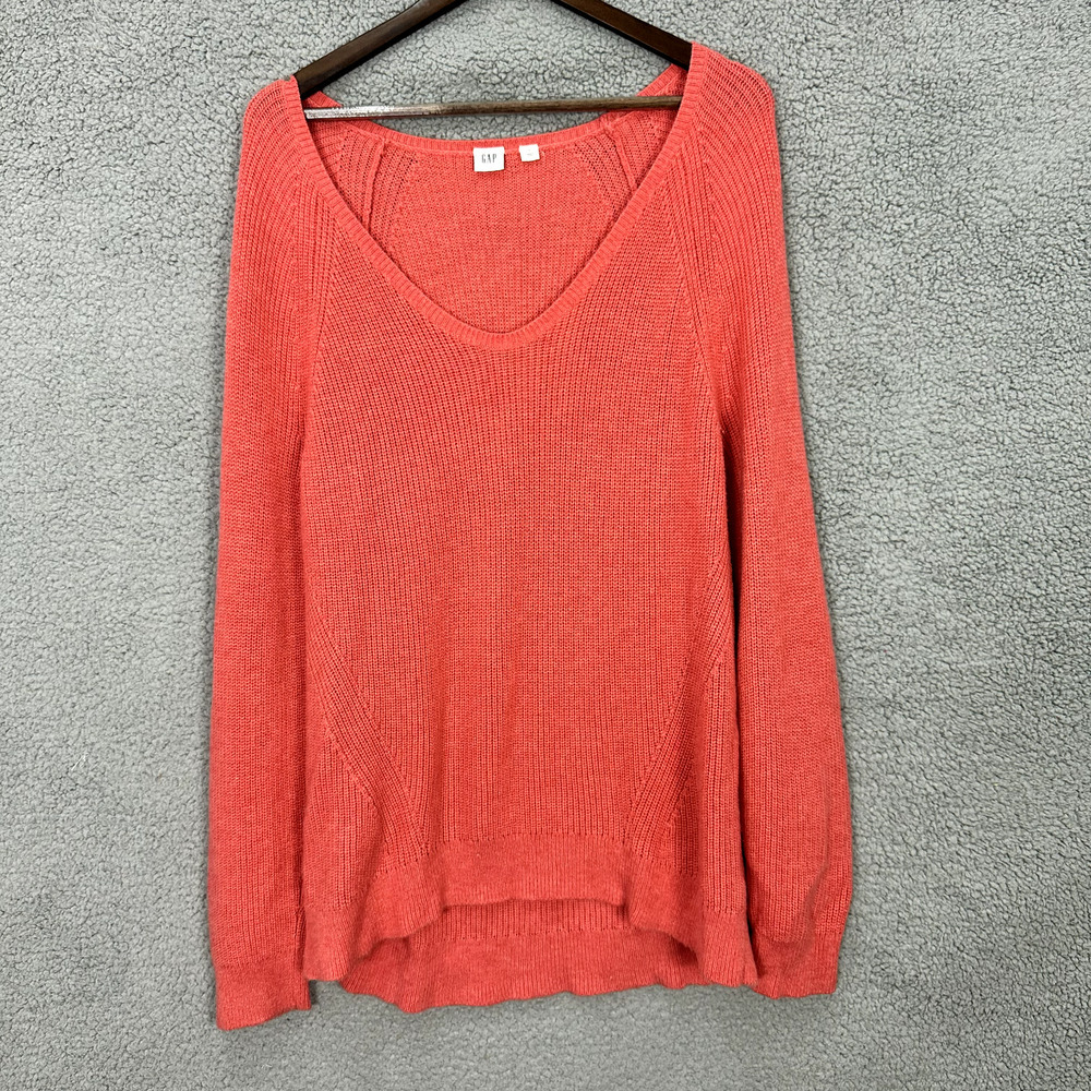 Gap Sweater Tunic Womens Large Pink Coral Knit Slouchy Spring Preppy‎ Fisherman